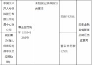 太保寿险南昌中心支公司被罚19万元：因未如实记录保险业务事项